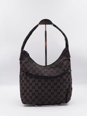 Gucci Black Monogram Hobo Bag